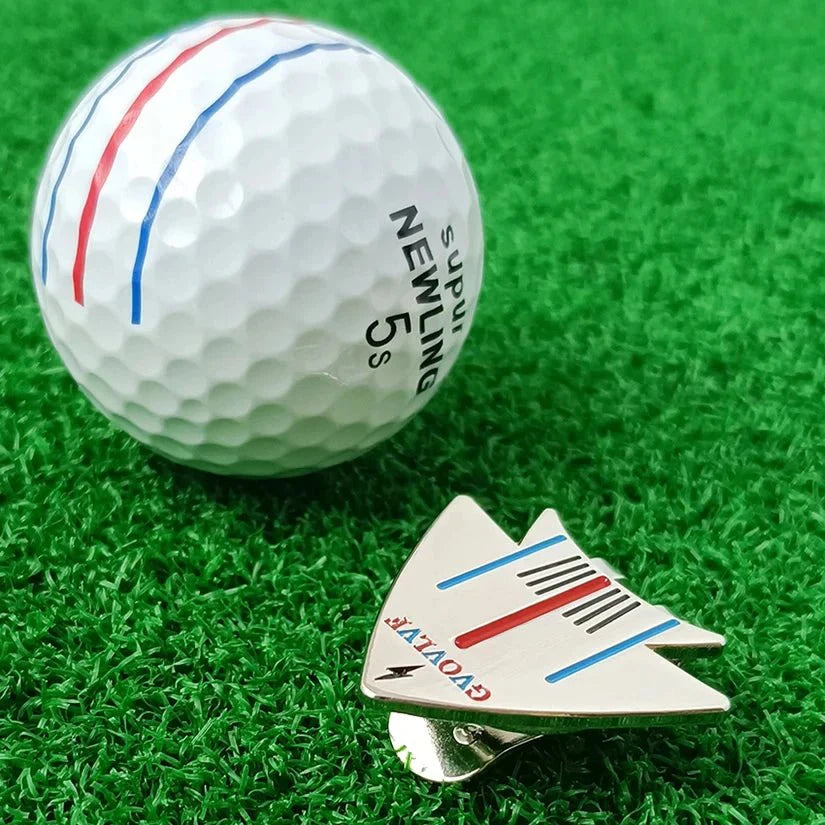 1pc Golf Putting Alignment Aiming Tool Ball Marker With Magnetic Hat Clip Aircraft pattern，Golf Training Accessories，For Golfer
