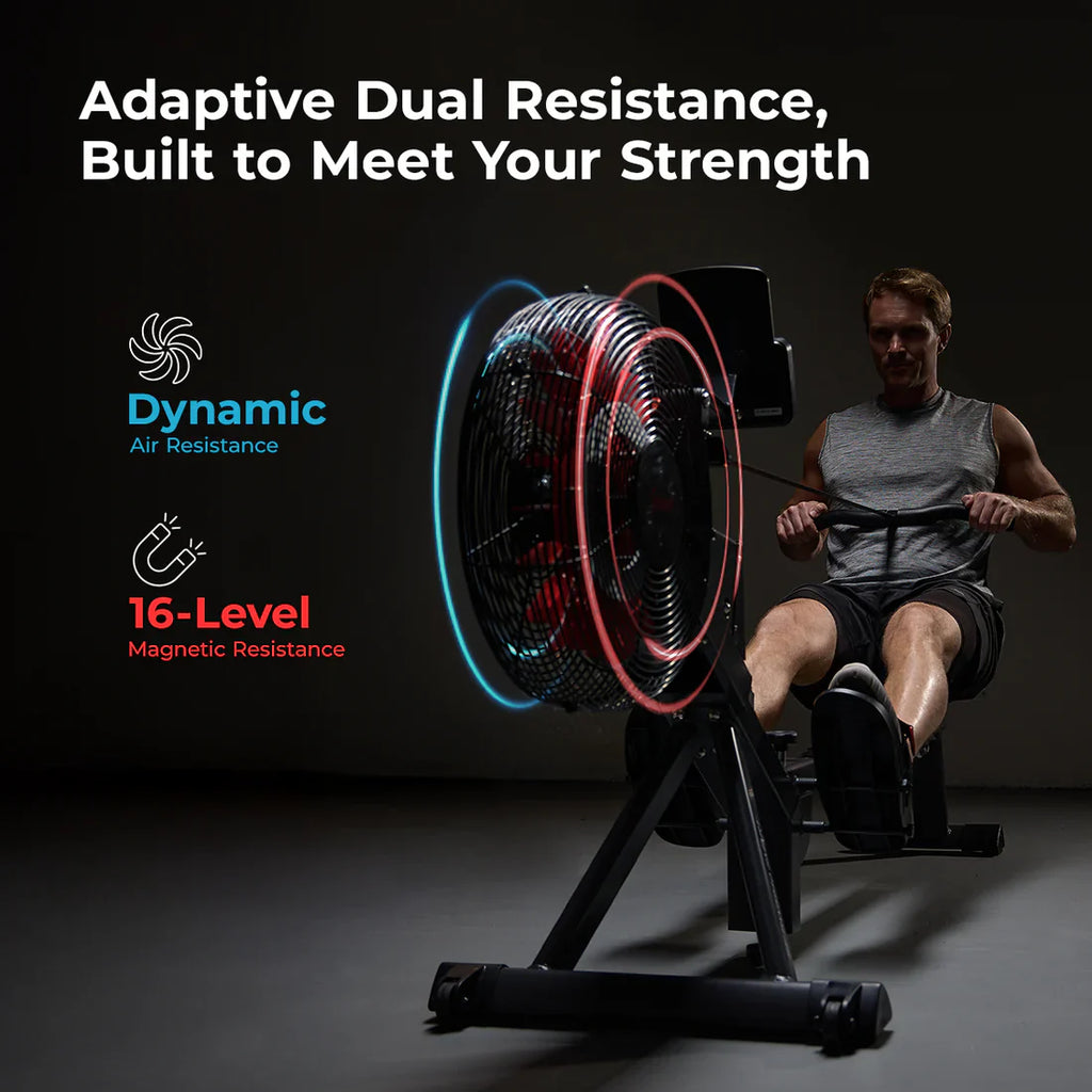Air and Magnetic Resistance Exercise Rowing Machine by Sunny Health & Fitness