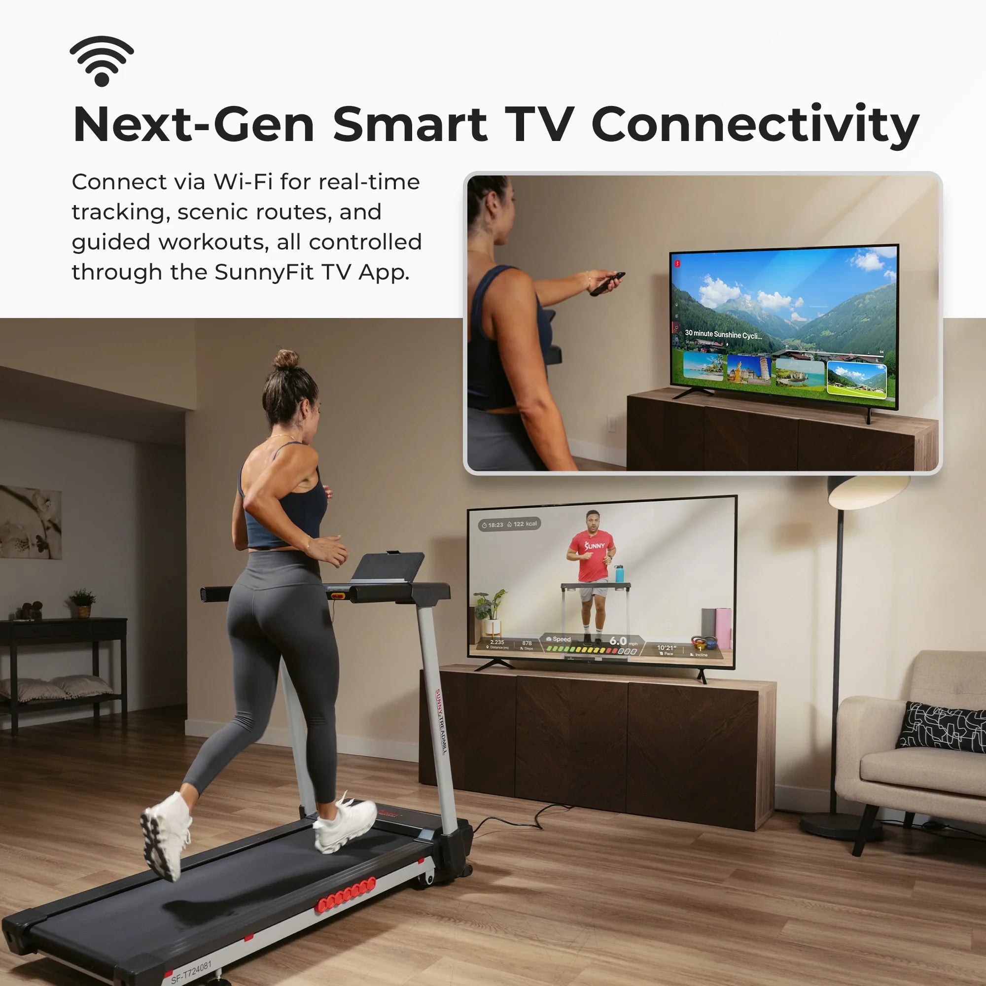 Premium Foldable Auto Incline Smart Treadmill by Sunny Health & Fitness