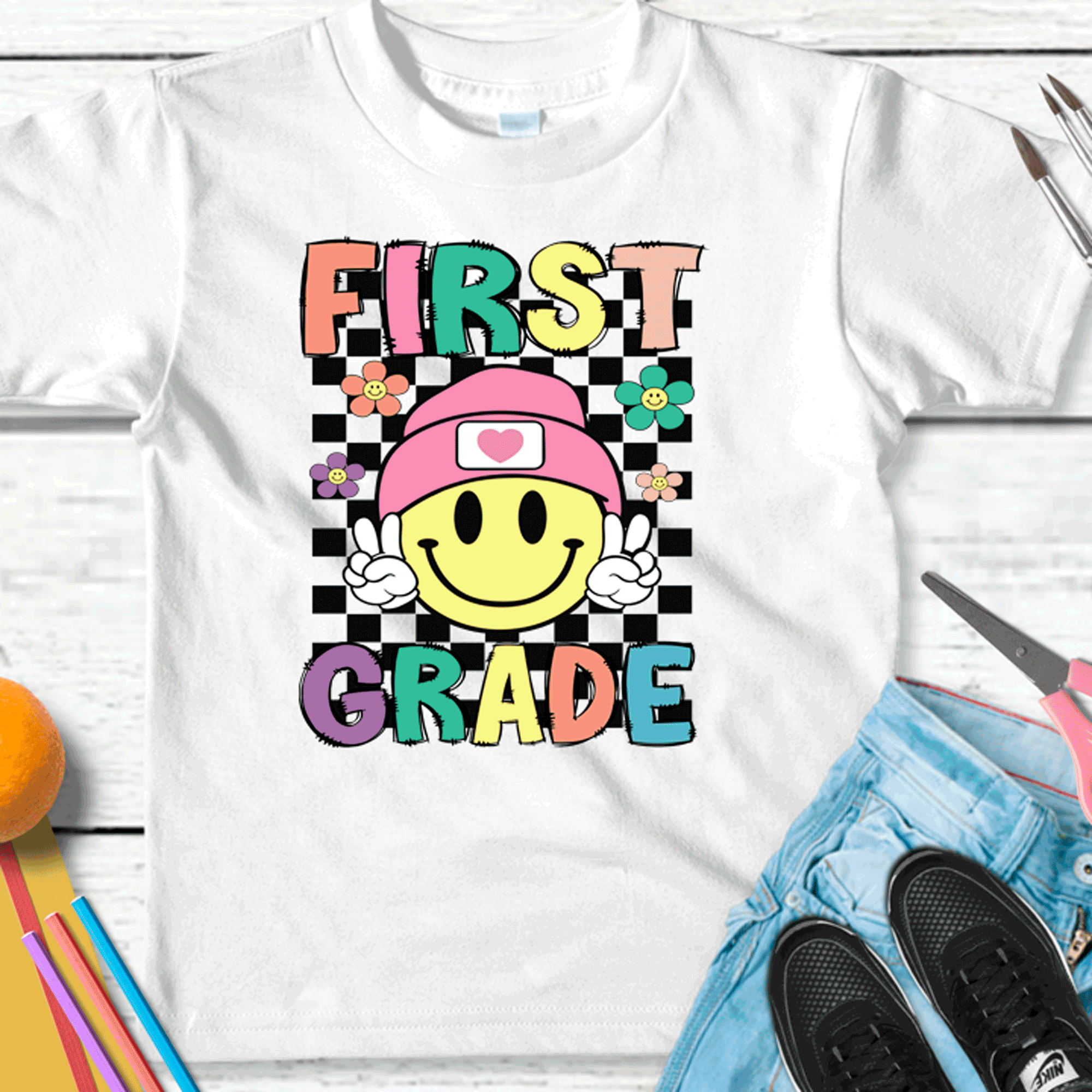 Retro Smiley face Peace Sign ALL Grade Shirts, Grade Teacher, All Grades, Teacher Shirts, Gifts For Teachers, First Day of School Shirt, Back to School Tees