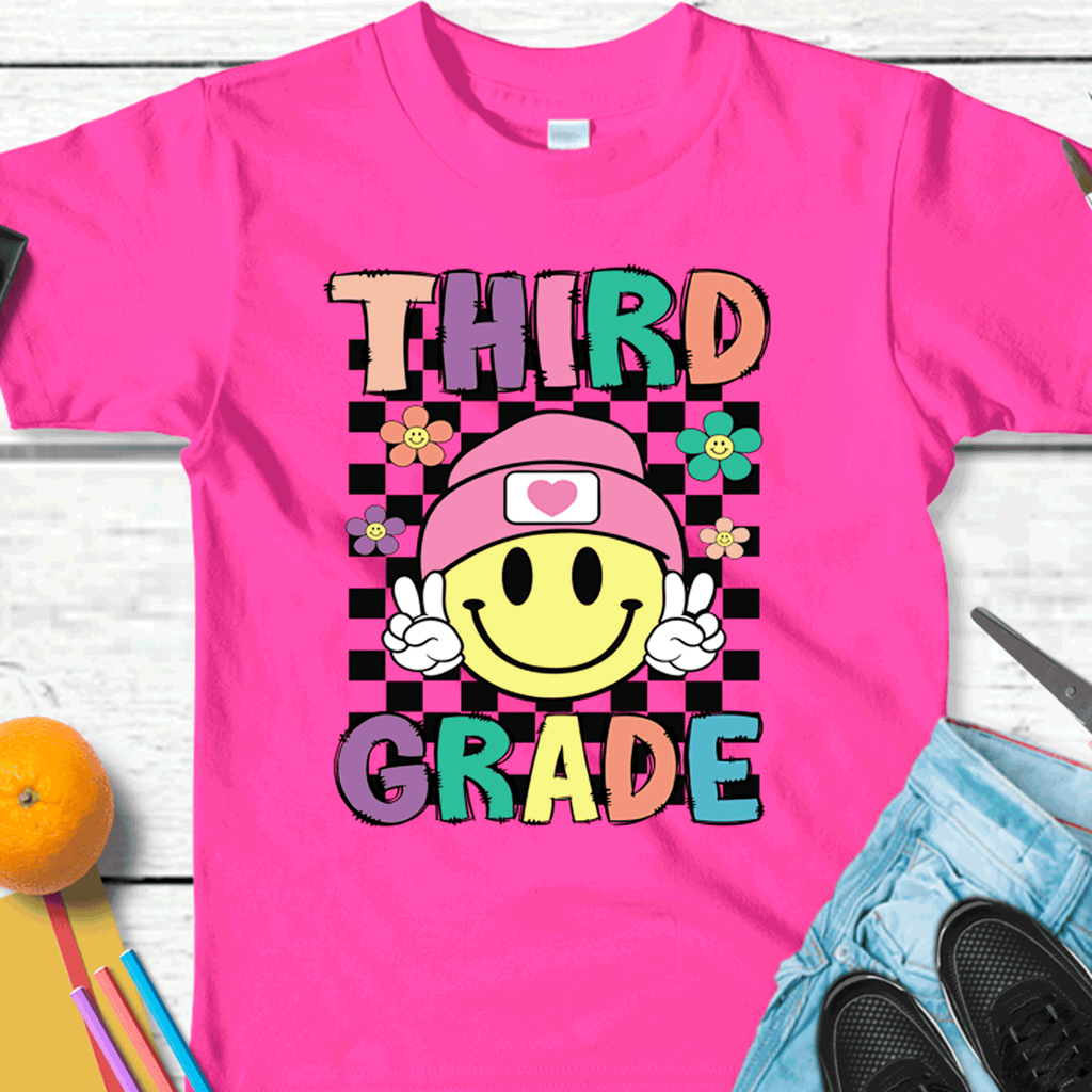 Retro Smiley face Peace Sign ALL Grade Shirts, Grade Teacher, All Grades, Teacher Shirts, Gifts For Teachers, First Day of School Shirt, Back to School Tees