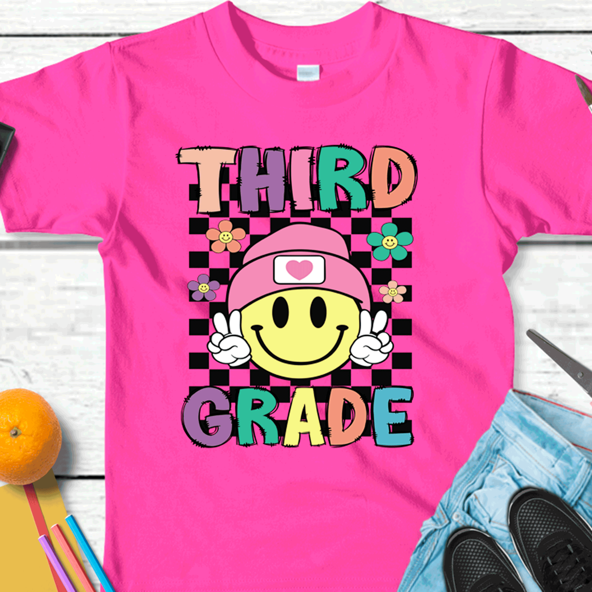 Retro Smiley face Peace Sign ALL Grade Shirts, Grade Teacher, All Grades, Teacher Shirts, Gifts For Teachers, First Day of School Shirt, Back to School Tees