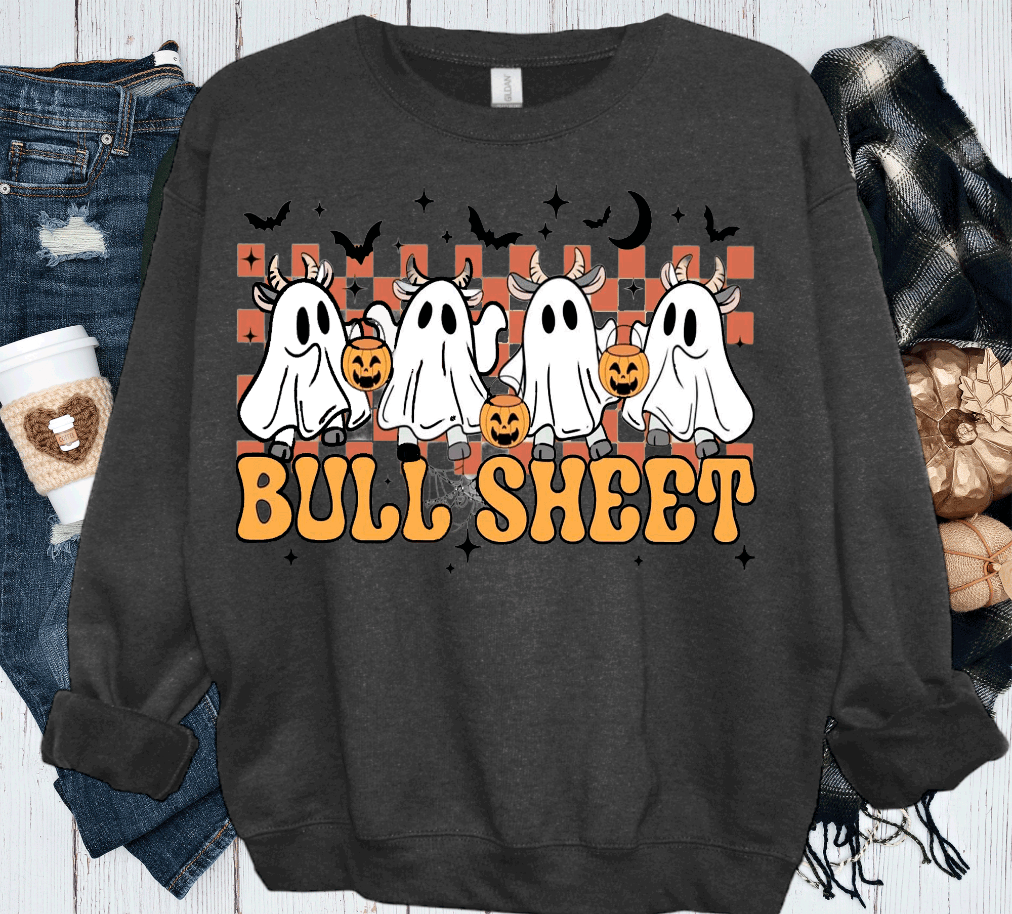 BOO Ghost Bulls Sheet Farmlife Halloween Comfort Colors