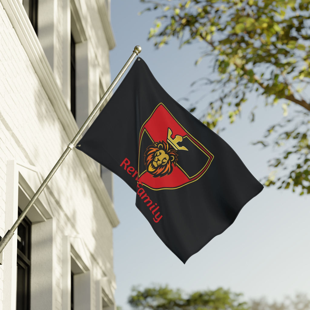 Renzo Family Flag — Double-Sided Black  Lion Crest Banner