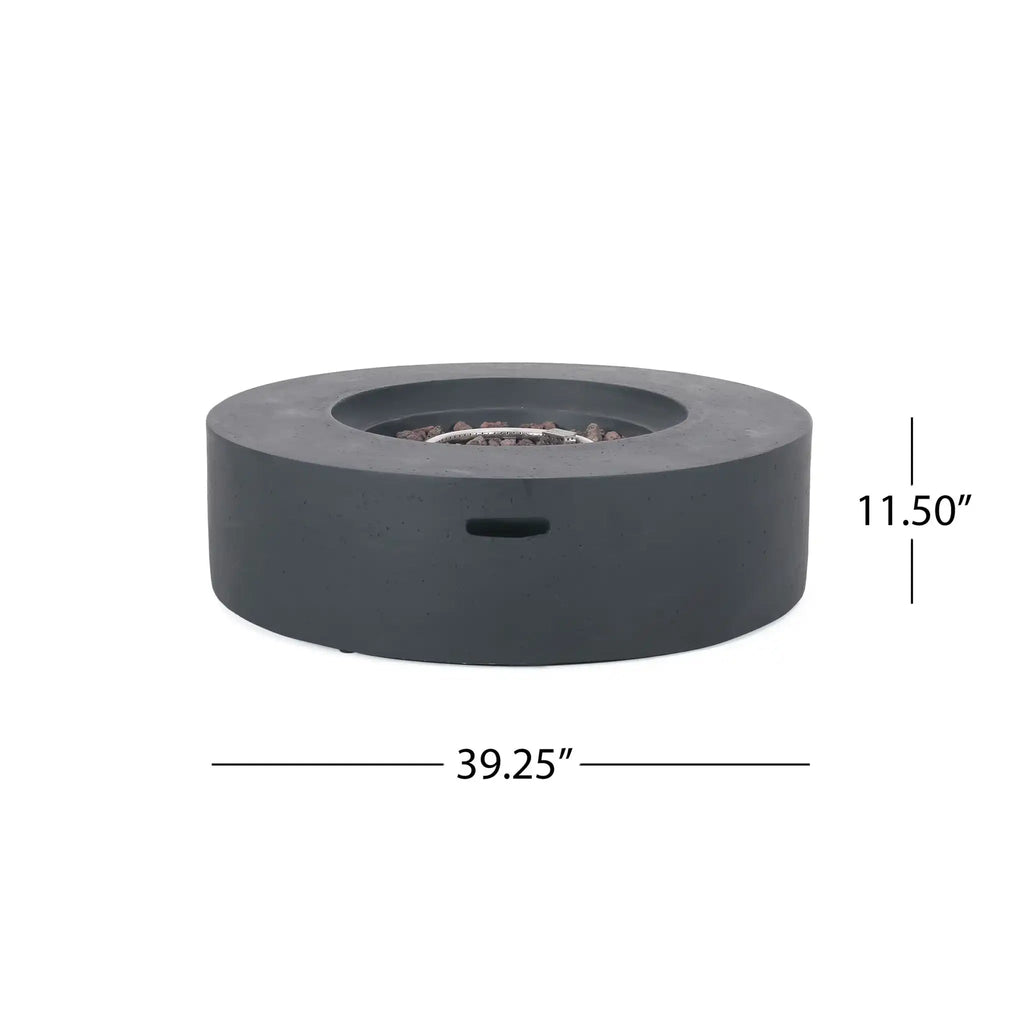 Modern Lightweight Concrete Outdoor Circular Fire Pit 50,000 BTU