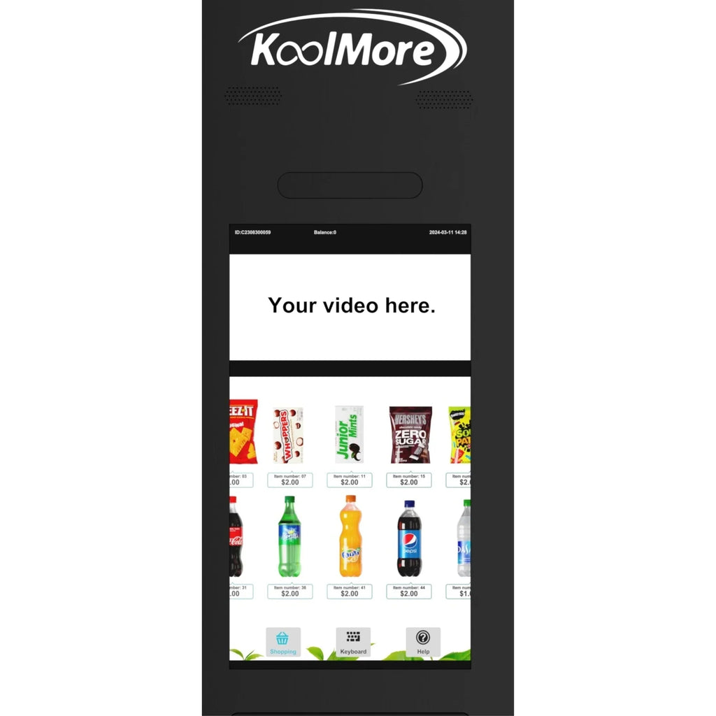 Kool More Refrigerated Snack and Drink Vending Machine with 60 Slots and 22 Inch Touch Screen in Black