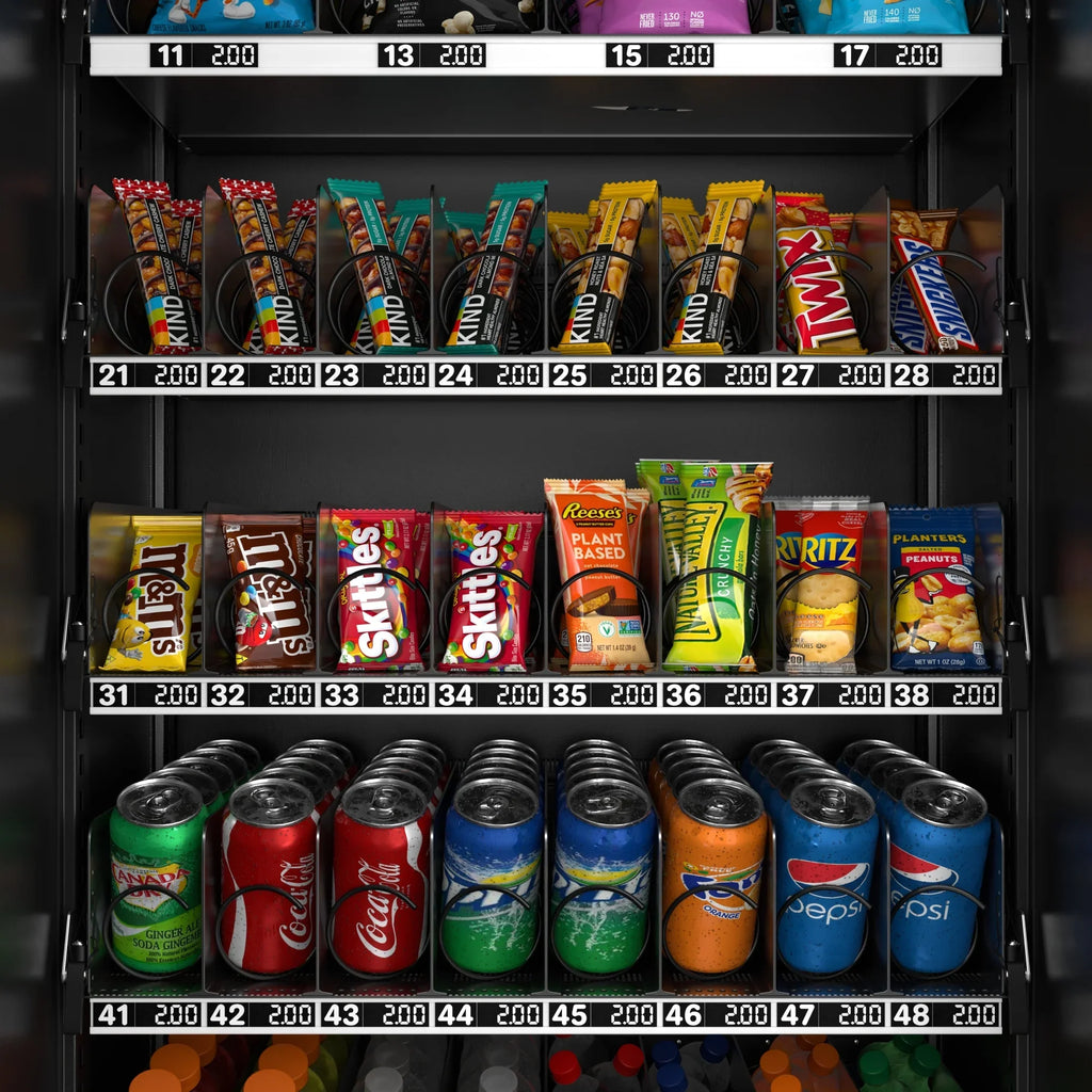 Kool More 41 in. Refrigerated Snack Vending Machine with 48 Slots and Ample 49 in.Touch Display, Bill Acceptor, Credit Card Reader, Wifi, and 4G Connectivity in Black