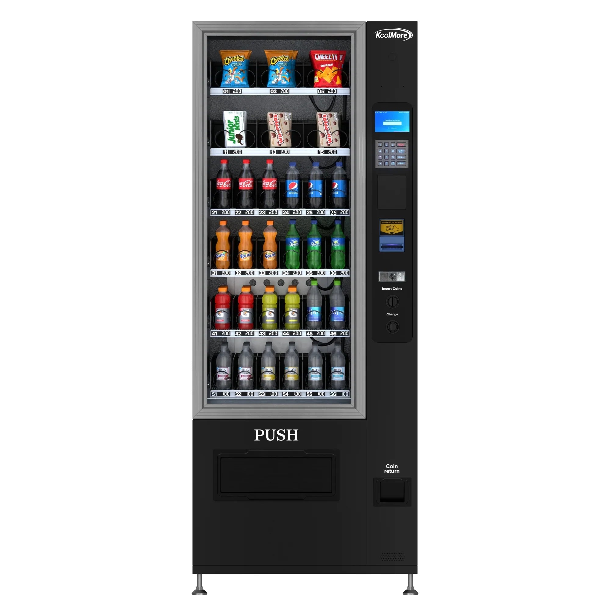 Kool More Refrigerated Snack and Drink Vending Machine with 36 Slots in Black