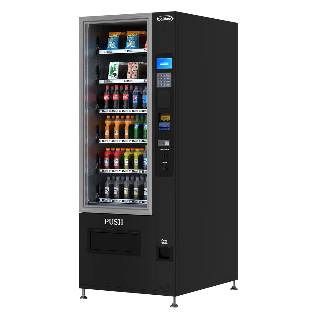 Kool More Refrigerated Snack and Drink Vending Machine with 36 Slots in Black