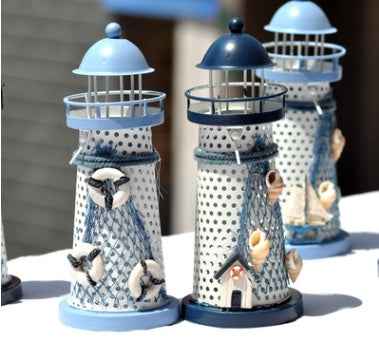 Mediterranean style medium iron lighthouse candlestick iron tabletop candlestick