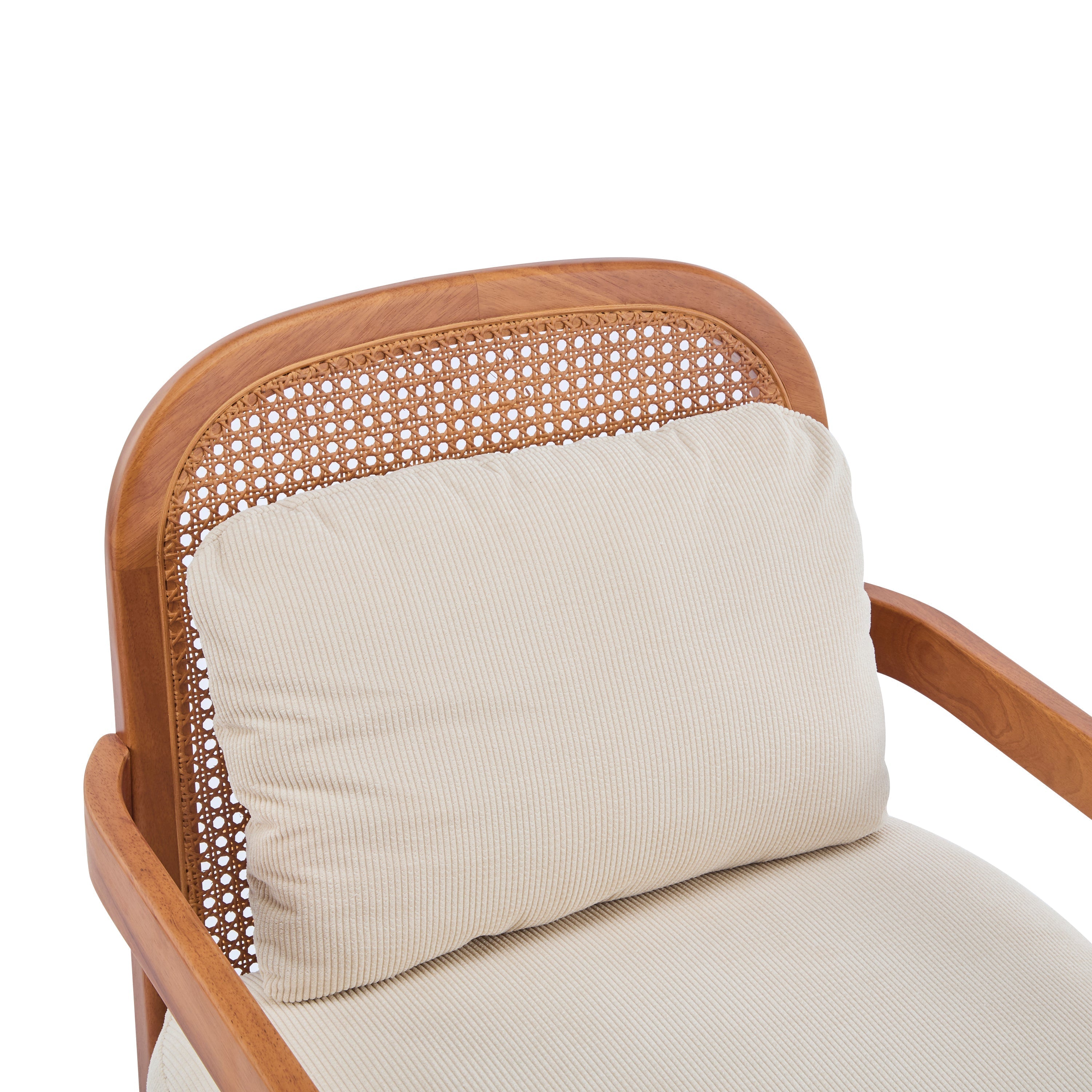 Elliston Rattan Backrest Solid Wood Accent Chair with Cushions - Set of 2