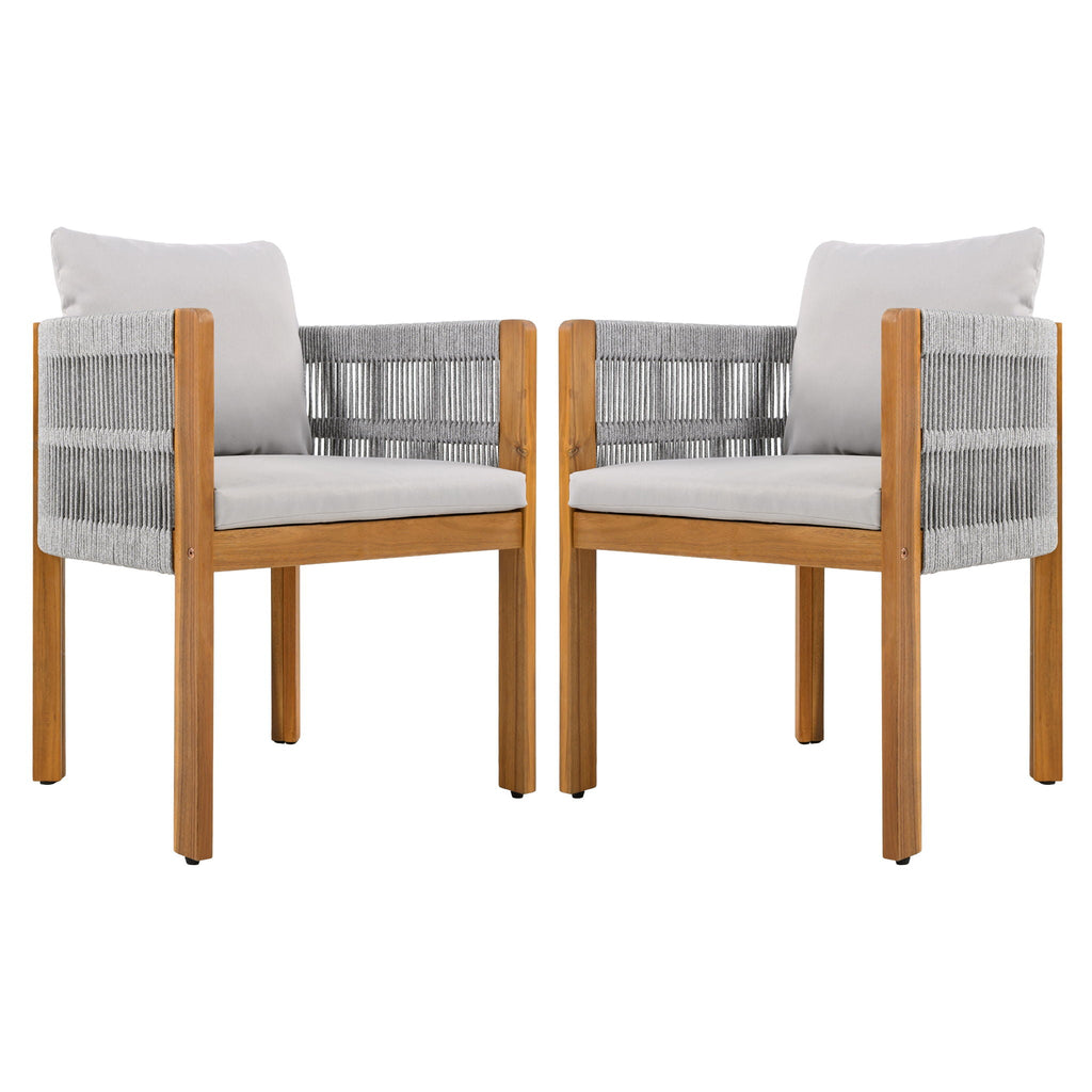 Outdoor Dining Chairs With Rope Handles (Set of 2)
