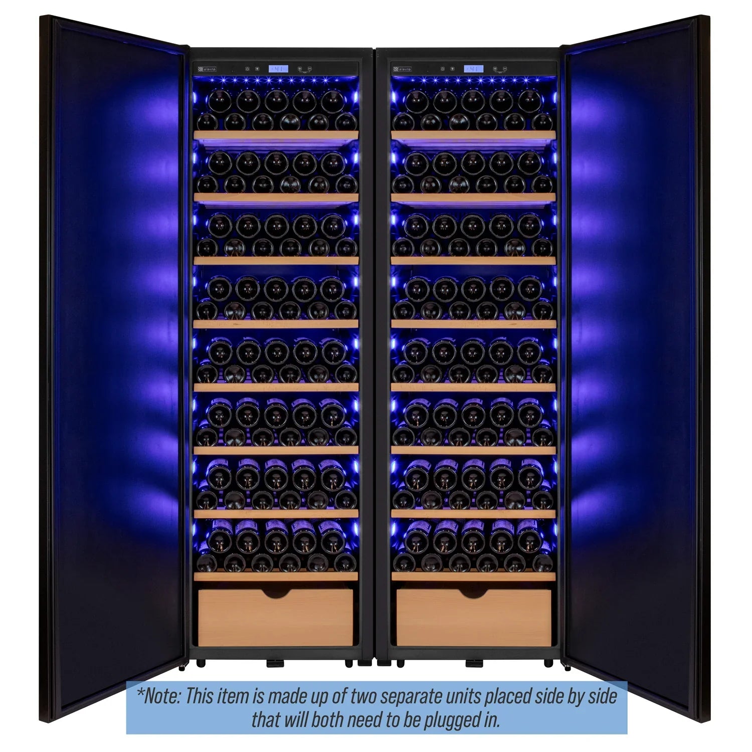 Allavino 76.5" Tall Side-by-Side Wine Vault with Solid Black Doors