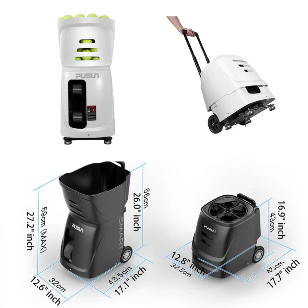 PUSUN Smart Tennis Ball Machine With AI Smart Drills & Triple Control