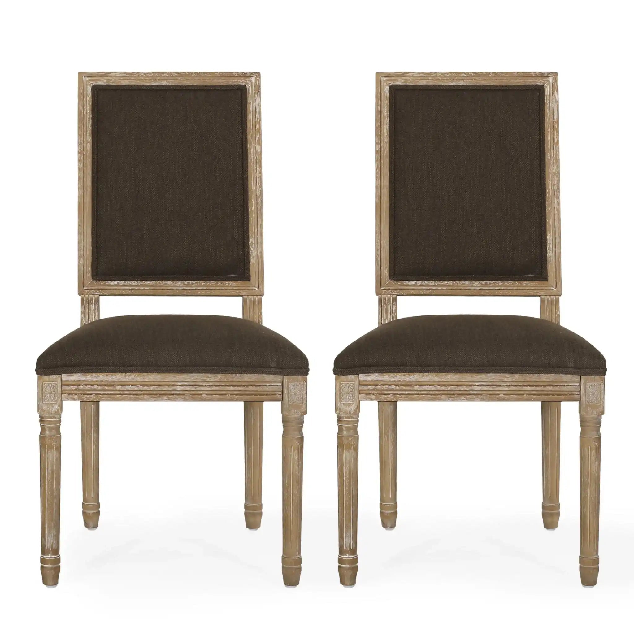French Country Style Dining Chair with Upholstered Seating and Fluted Legs