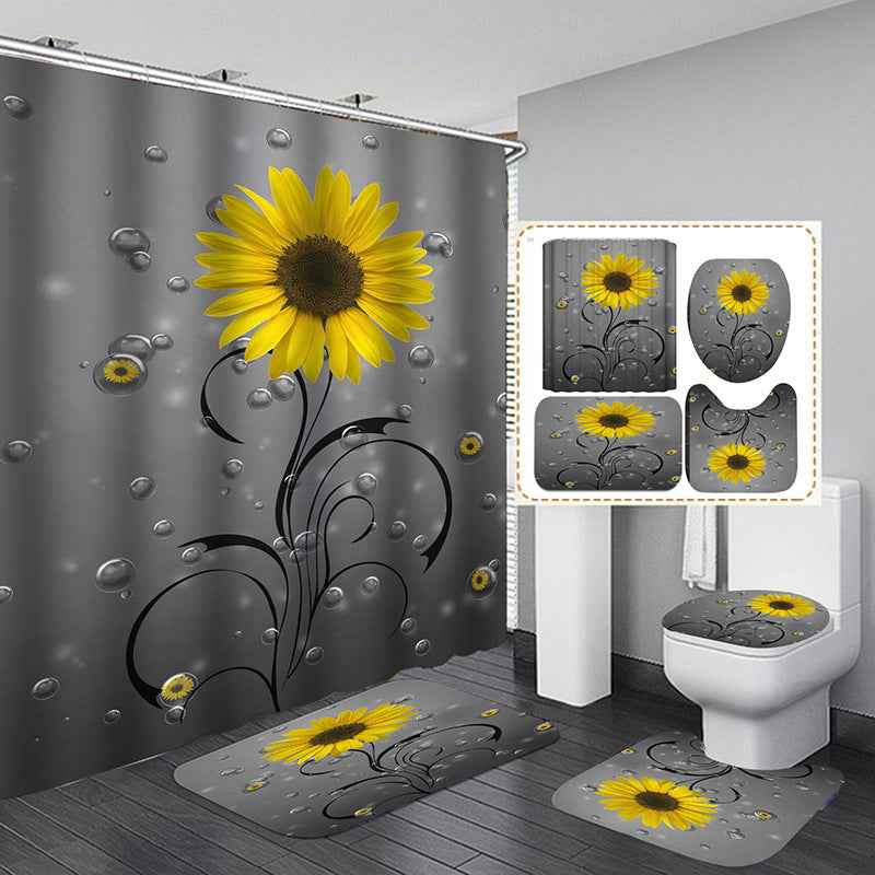 Floral Printing Series Polyester Shower Curtain