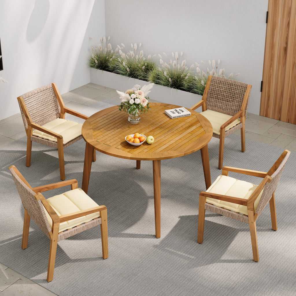 Outdoor Dining Set – Acacia Wood Stamford Table & Wicker Chairs