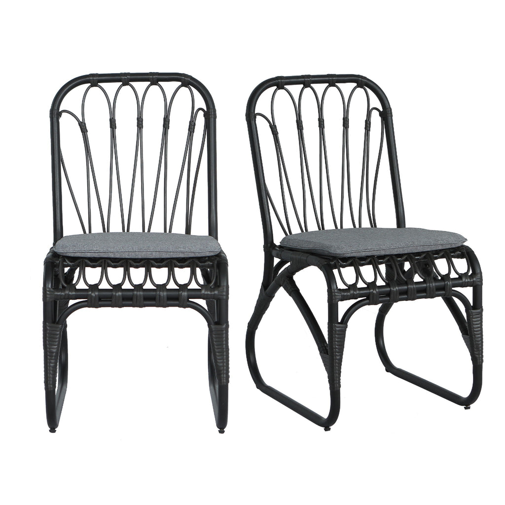 Outdoor Wicker Dining Chairs with Washable Cushion (Set of 2)