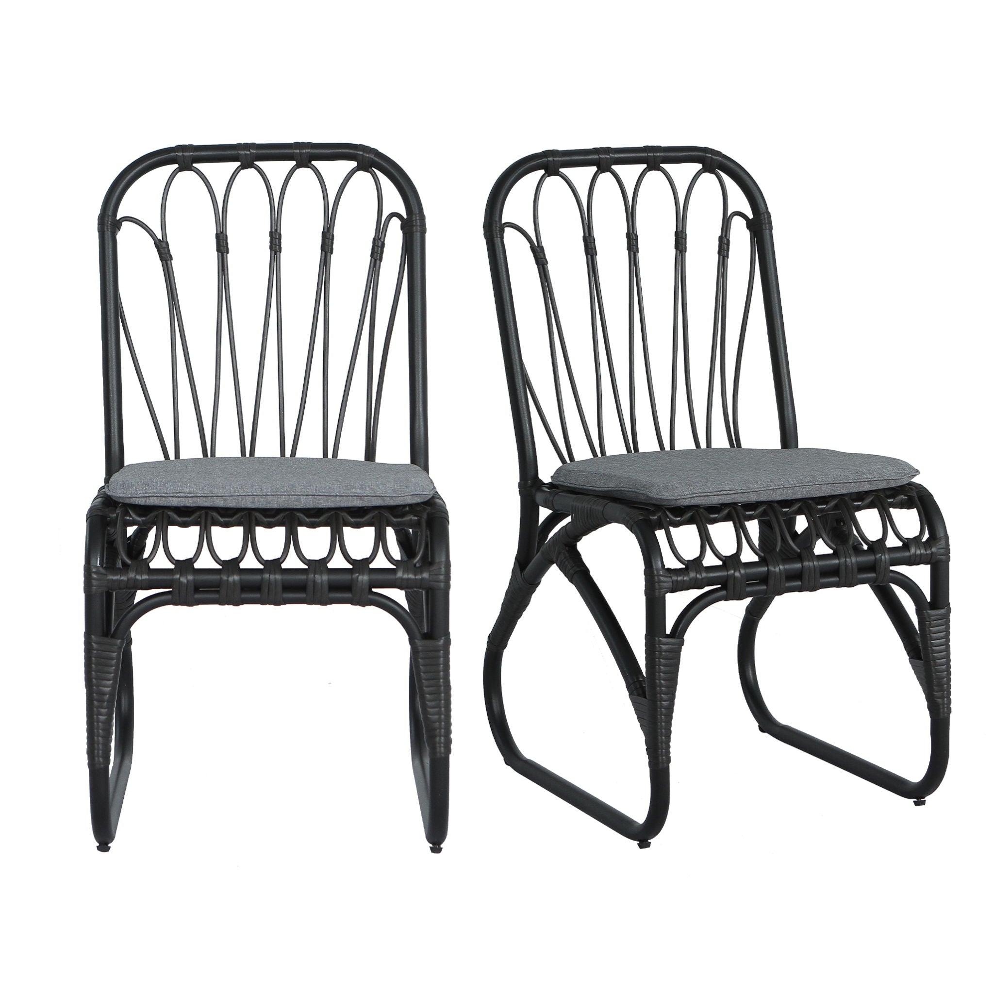 Outdoor Wicker Dining Chairs with Washable Cushion (Set of 2)