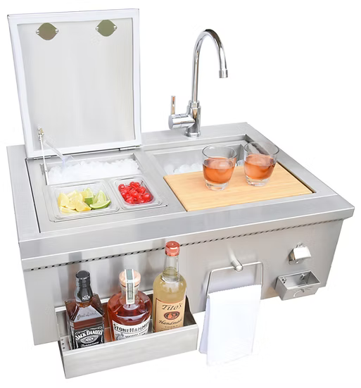 30" Built-In Bartender Cocktail Station With Sink Bottle Opener and Ice Chest