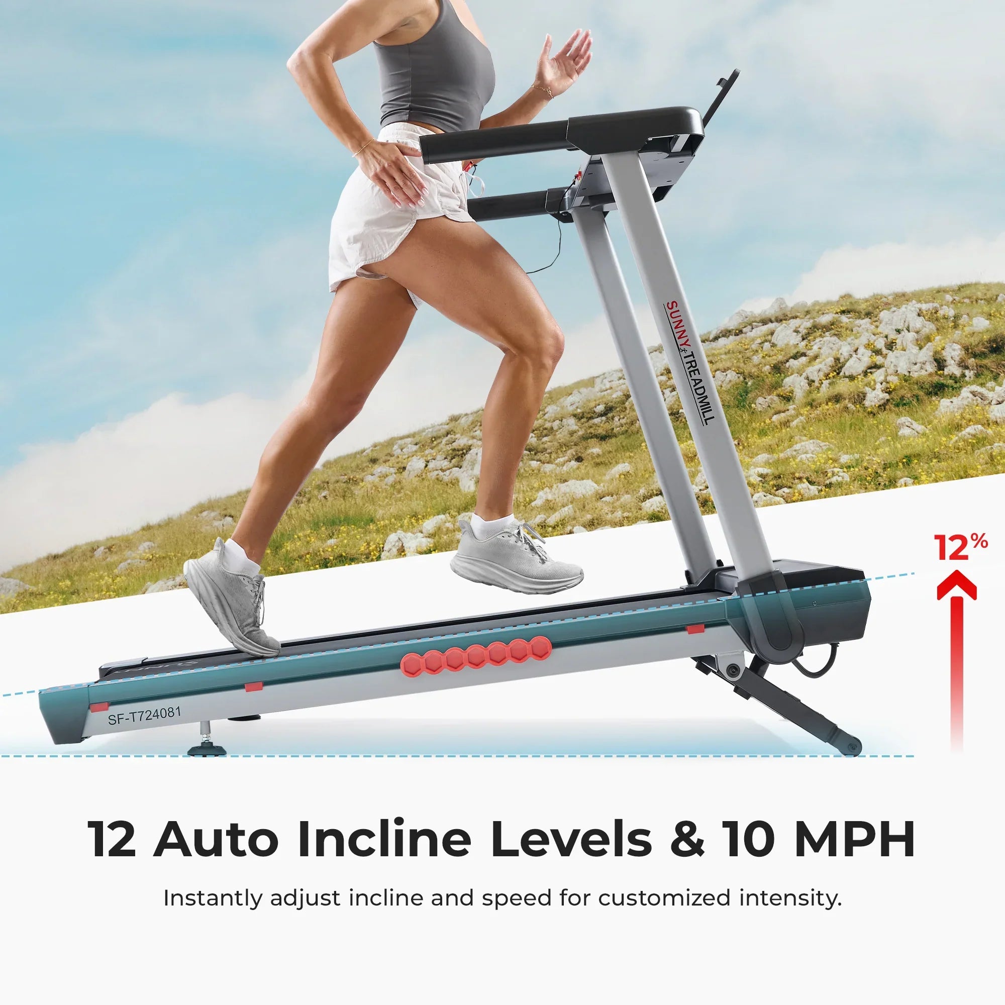 Premium Foldable Auto Incline Smart Treadmill by Sunny Health & Fitness