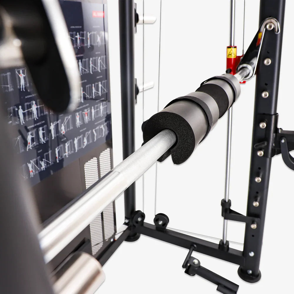 Altas Strength Multi-Function Smith Machine Black And Red 2000LBs Workout Light Commercial Fitness Equipment AL-3000Y