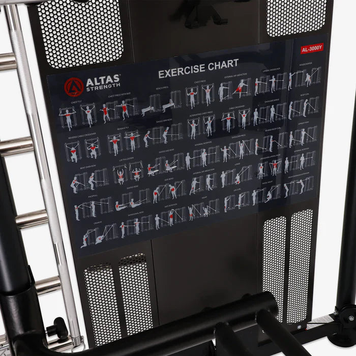 Altas Strength Multi-Function Smith Machine Black And Red 2000LBs Workout Light Commercial Fitness Equipment AL-3000Y