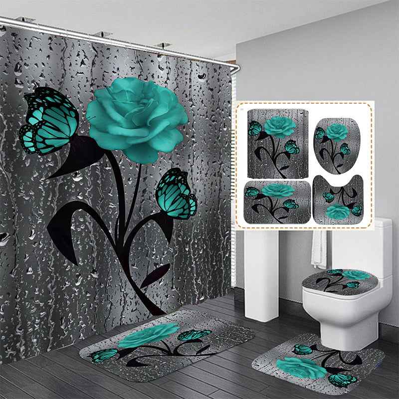 Floral Printing Series Polyester Shower Curtain