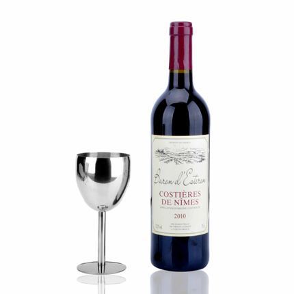 Stainless Steel Tall Metal Wine Glass