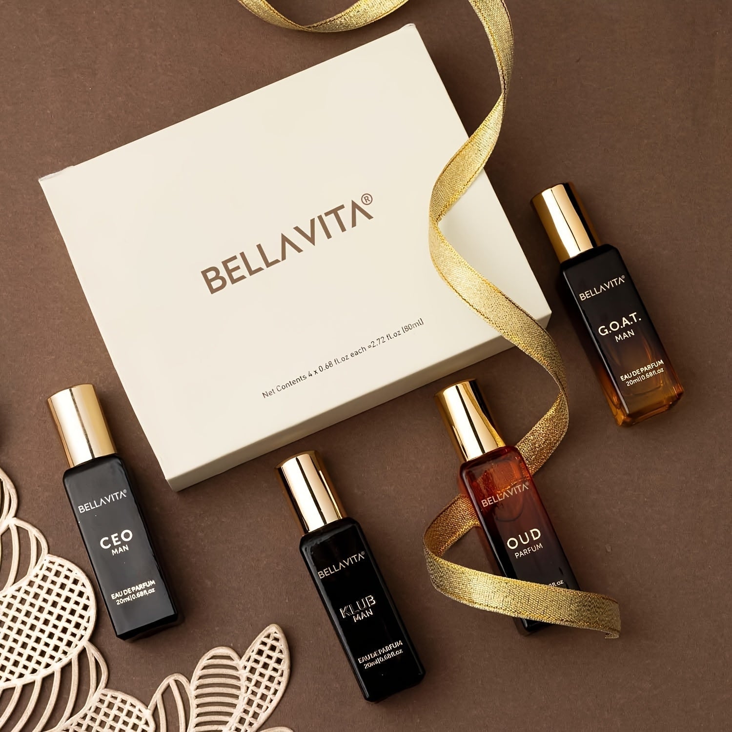 Bella Vita Luxury Long Lasting Perfume Gift Set for Man | 4x0.68oz | Gifts for Men | Woody, Citrusy, Oud, Premium Fragrance Scent | KLUB, OUD, CEO, G.O.A.T