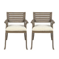 Helen Outdoor Acacia Wood Dining Chair Set of 2 - Gray / Creme