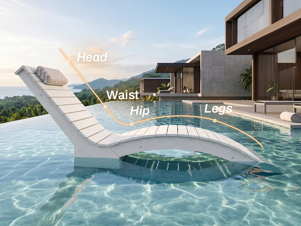AquaCurve™ AquaWave In-Pool Chaise Lounge Chair and Table for Spacious Tanning Ledges