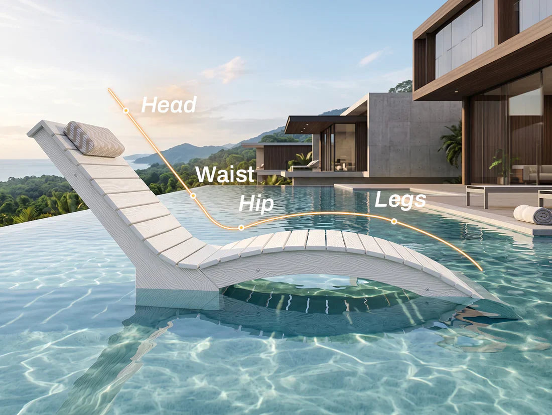 AquaCurve™ AquaWave In-Pool Chaise Lounge Chair and Table for Spacious Tanning Ledges