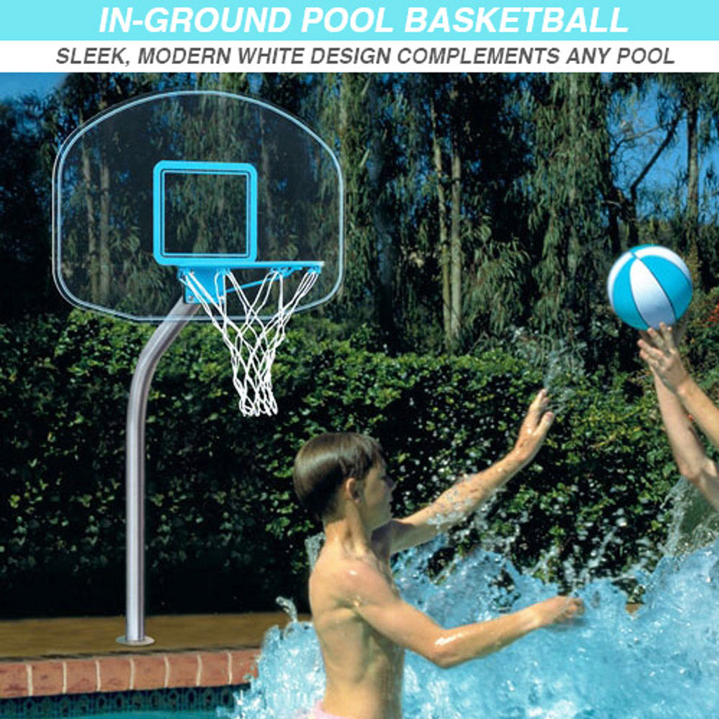 Dunn Rite Clear Hoop Jr. Combo Deck-Mounted Pool Basketball and Volleyball Set