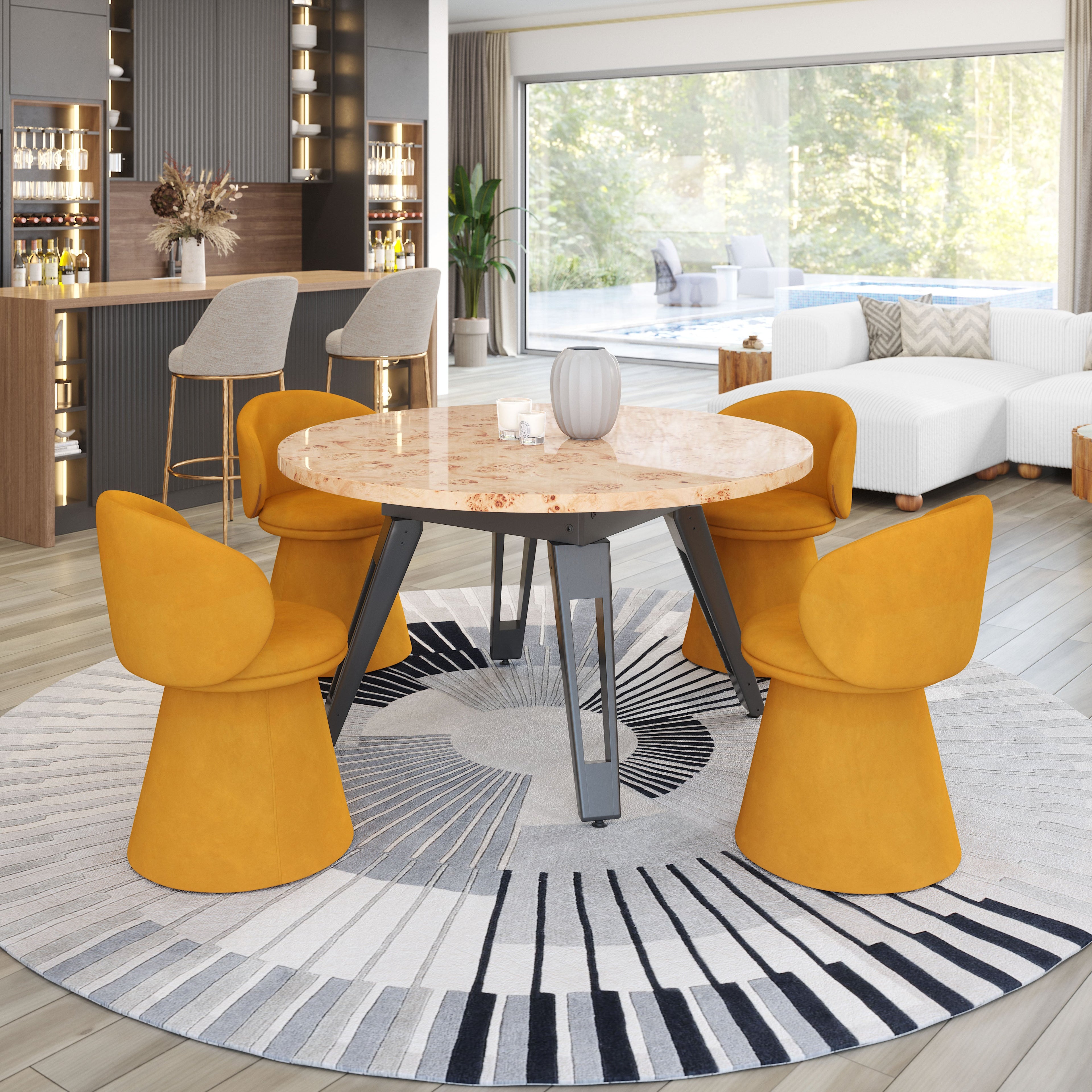 Zuo Mod Burl 2 in 1 Game Table - Poker Table and Dining Table Combo