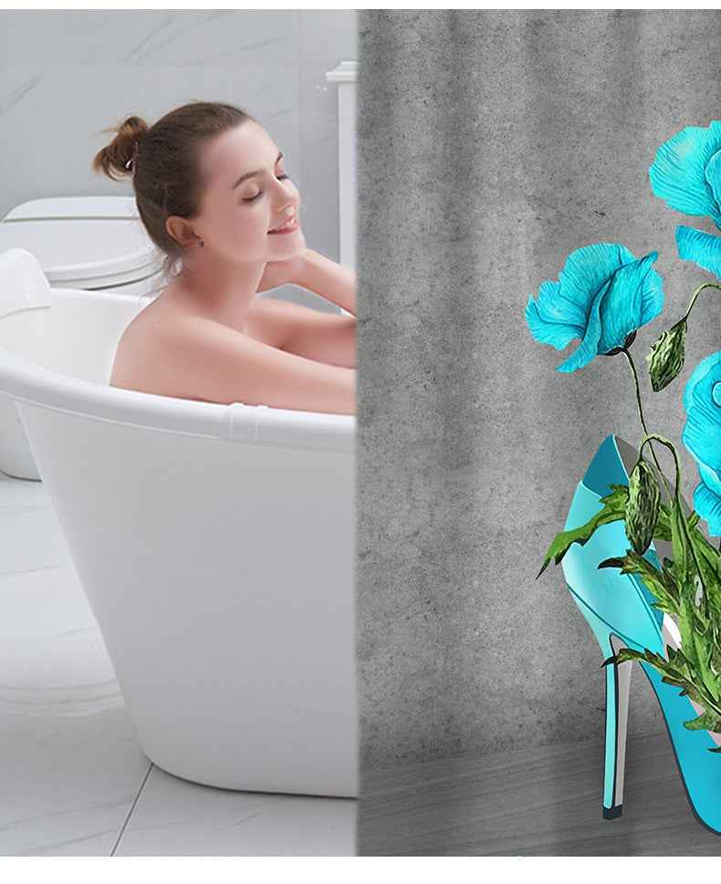 Floral Printing Series Polyester Shower Curtain