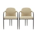 Modern Dining Chair Set of 2 with Iron Frame - Espresso / Khaki