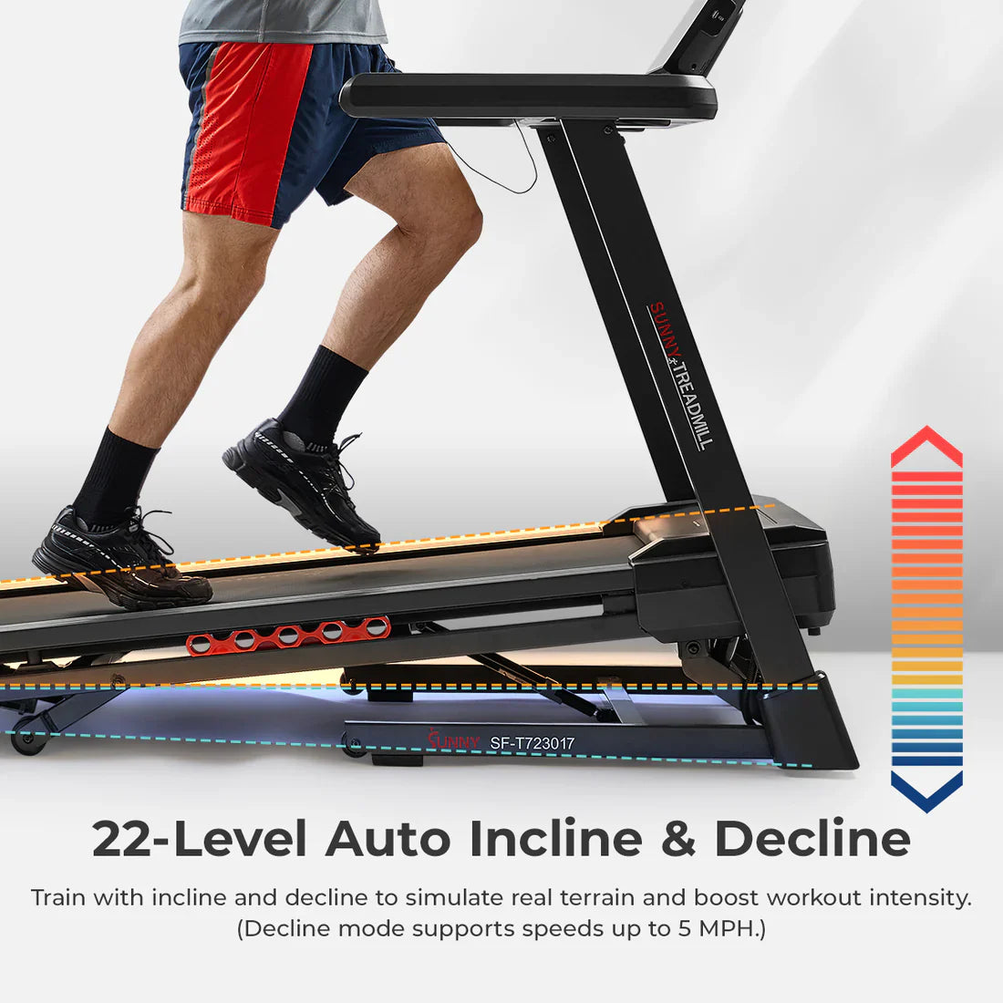 Advanced Heavy Duty Auto Incline Smart Treadmill by Sunny Health & Fitness