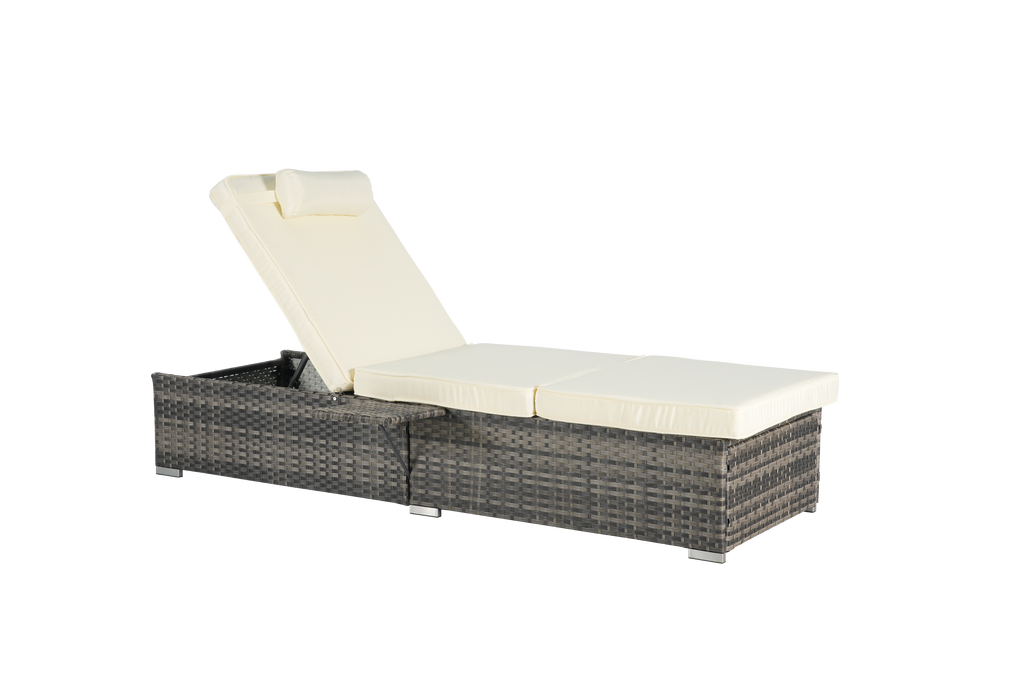 Outdoor Chaise Lounge Chair Set of 2 with Storage and Cushions