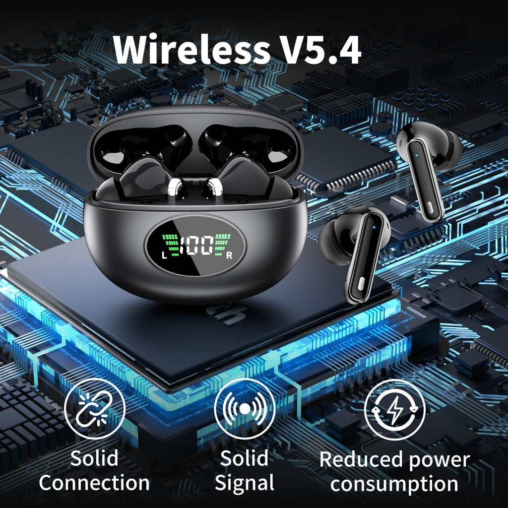 Bluetooth Earphones, Bluetooth Earbuds, In Ear Earphones, Wireless Earphones, with LED Power Display Charging Case, Bluetooth 5.4 Earphones, True Wireless Bluetooth Earphones, Playback Time Of 40 Hours, Wireless Noise Cancell