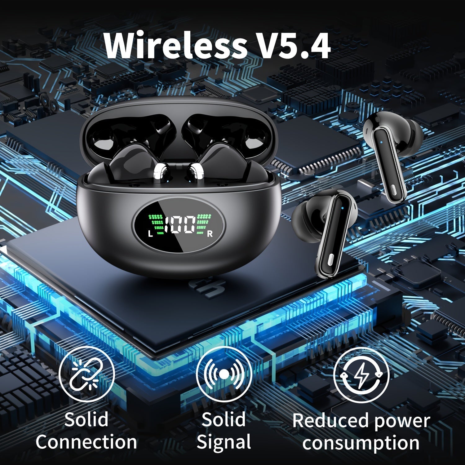 Bluetooth Earphones, Bluetooth Earbuds, In Ear Earphones, Wireless Earphones, with LED Power Display Charging Case, Bluetooth 5.4 Earphones, True Wireless Bluetooth Earphones, Playback Time Of 40 Hours, Wireless Noise Cancell