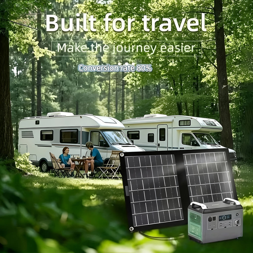 30W Portable Solar Charger with Solar Panel & USB- Charging - 2-in-1 Folding Panel, Compatible for Smartphones/Tablets/Action Cameras, Compact & Lightweight for Outdoor, Camping, Travel, RV, - Charging Station