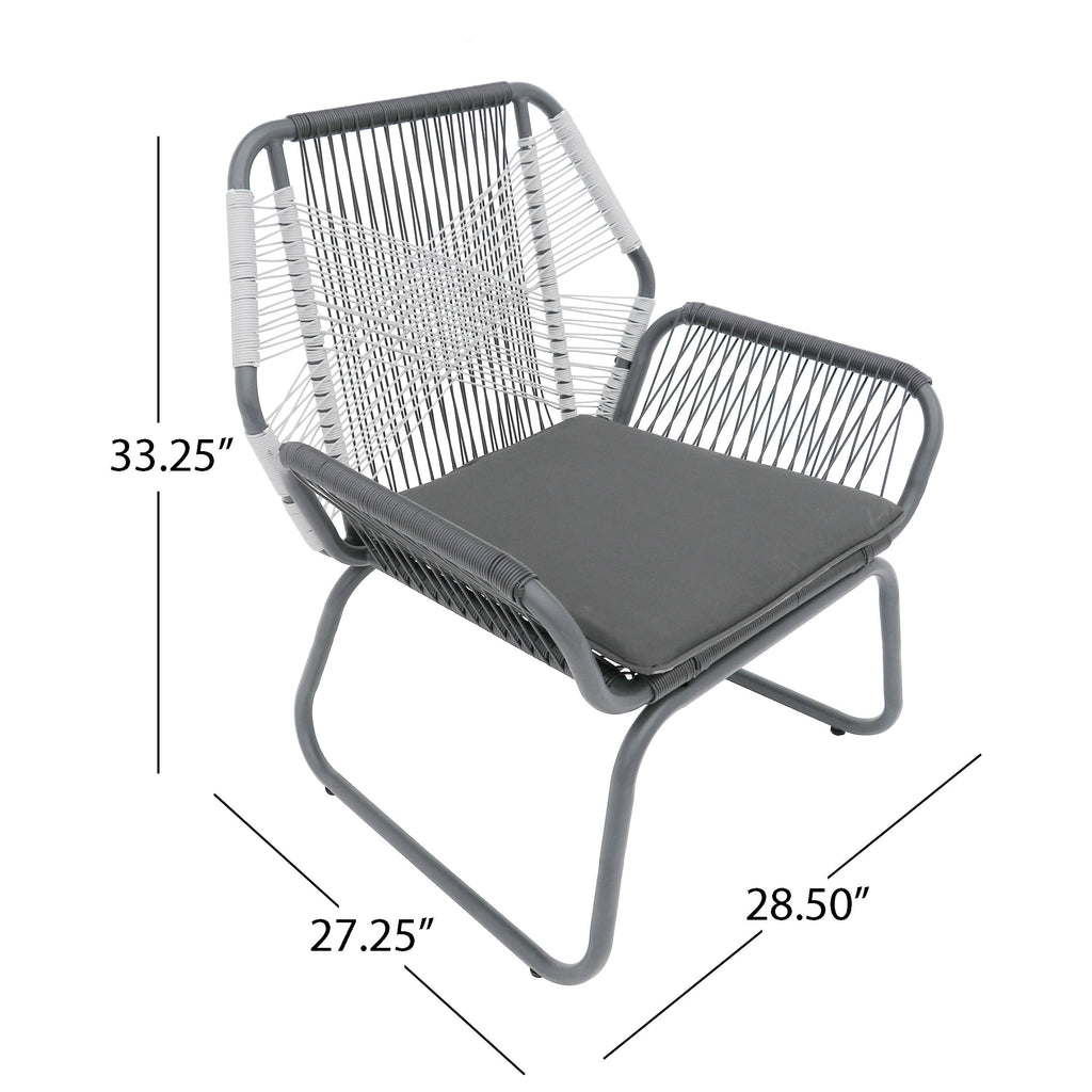 Set of 2 Woven Rattan Outdoor Club Chairs with Cushions