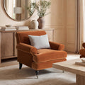 Alana 38' Lawson Accent Arm Chair Metal Casters, Burnt Orange Performance Velvet