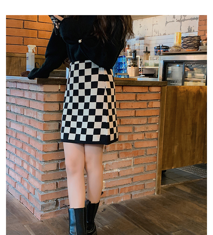 Female High Waist Was Thin Spring And Autumn Small All-match A-line Knitted Hip Skirt