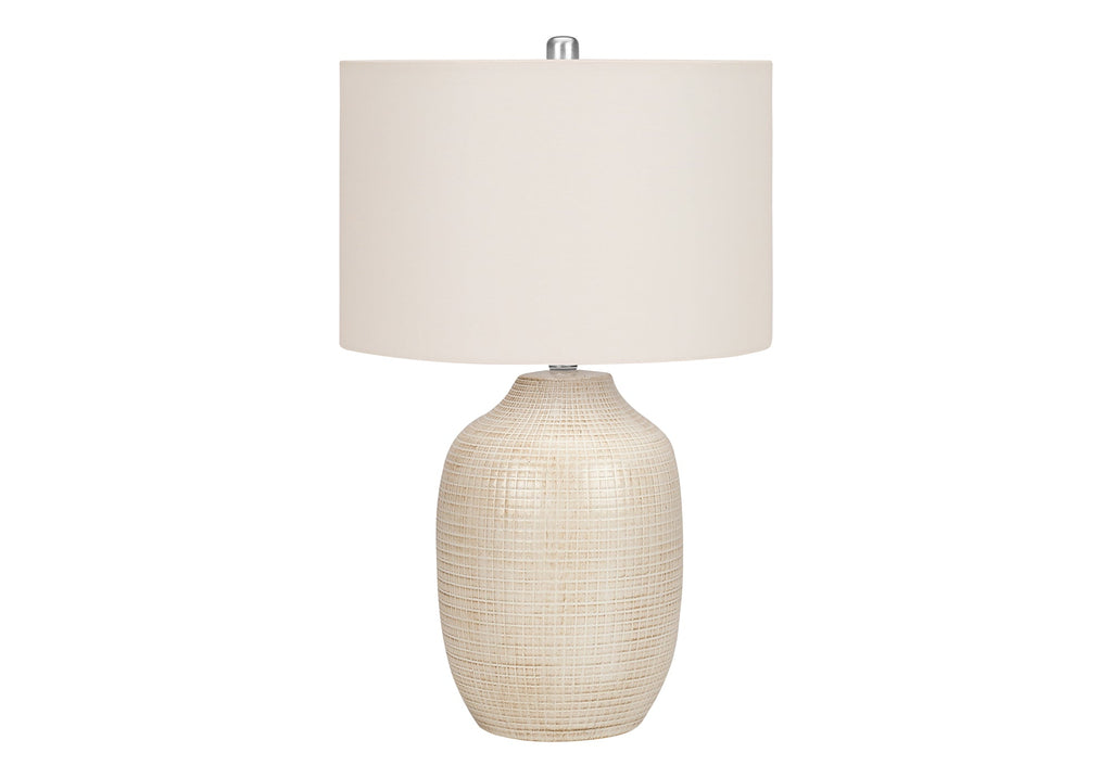 Contemporary 26"h Cream Ceramic Table Lamp with Ivory Shade