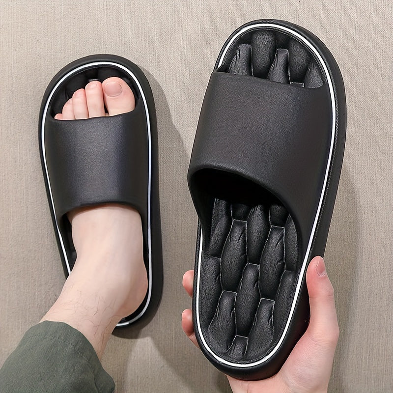 1pc Men'S for home Anti-Slip Slippers Thick Sole Silent Bathroom Shower Soft Elastic Cushioning Slippers Comfortable For Home/Wear Out Non-Stuffy.