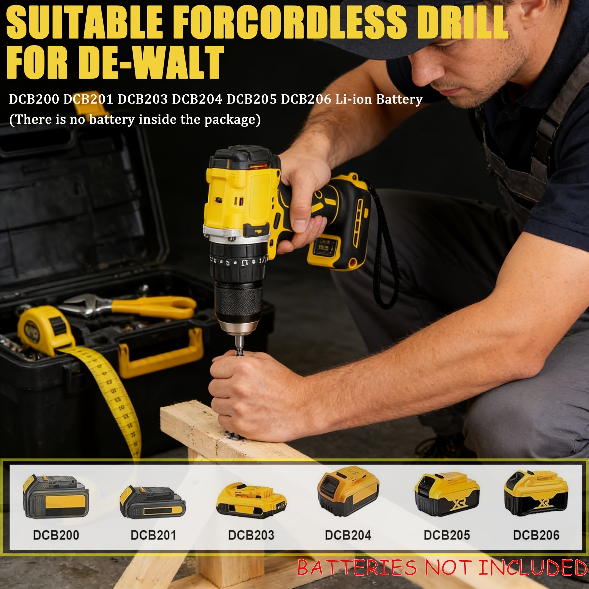 DCD805 20V Cordless Electric Tool | Brushless Impact Drill, Multi-functional Hand Drill, Lithium-ion Battery Powered (Batteries Not Included)