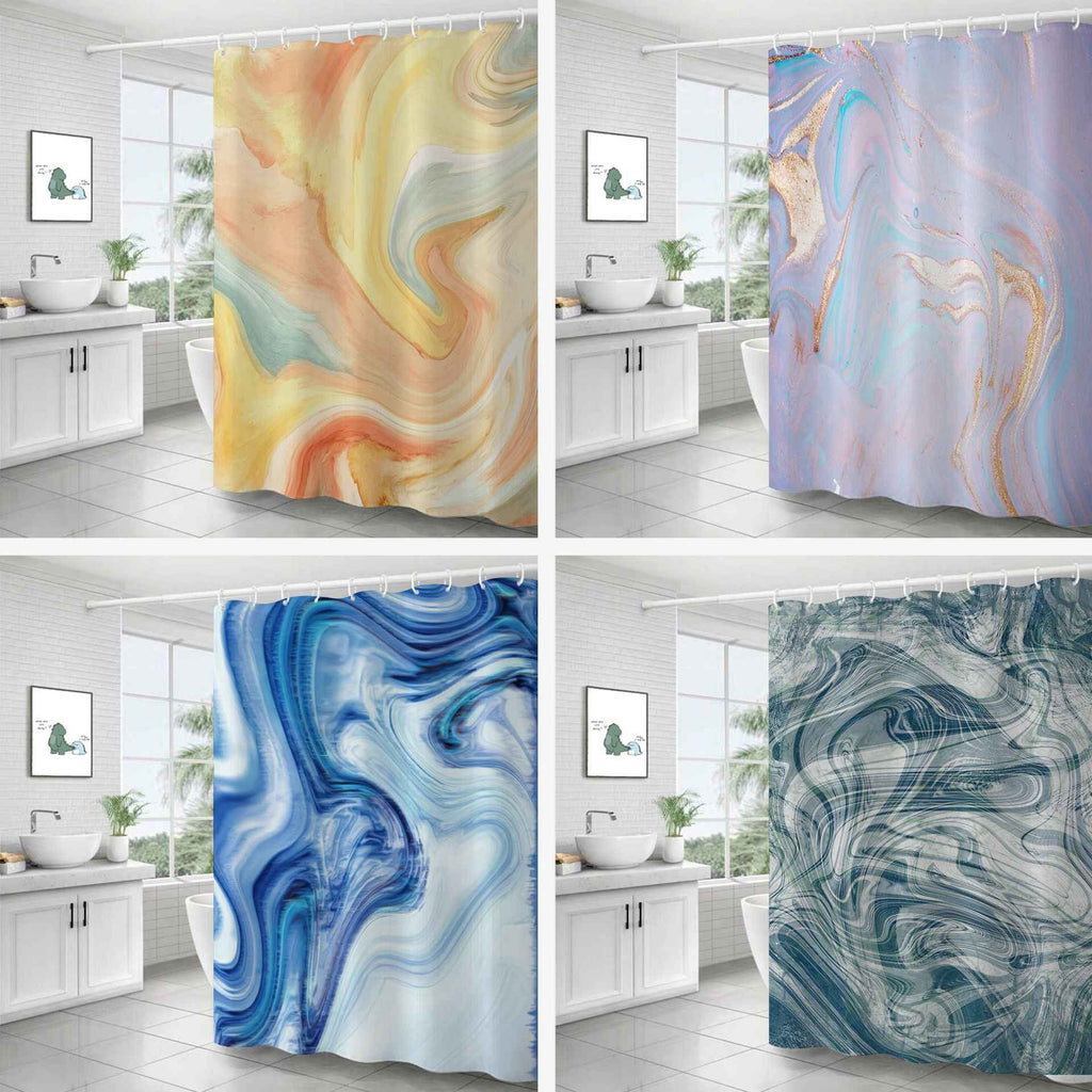 Luxury Marble Print Waterproof Shower Curtain - High-Definition Digital Print Polyester Fabric for Modern Bathroom Decor