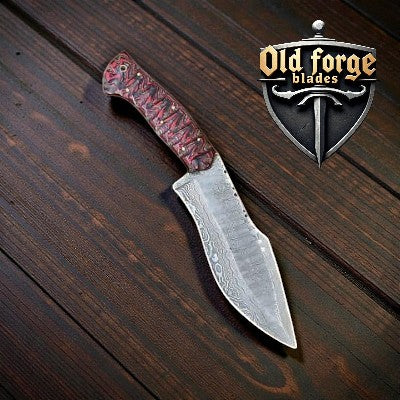 Handmade Damascus Steel Hunting Knife with Epoxy Resin Handle